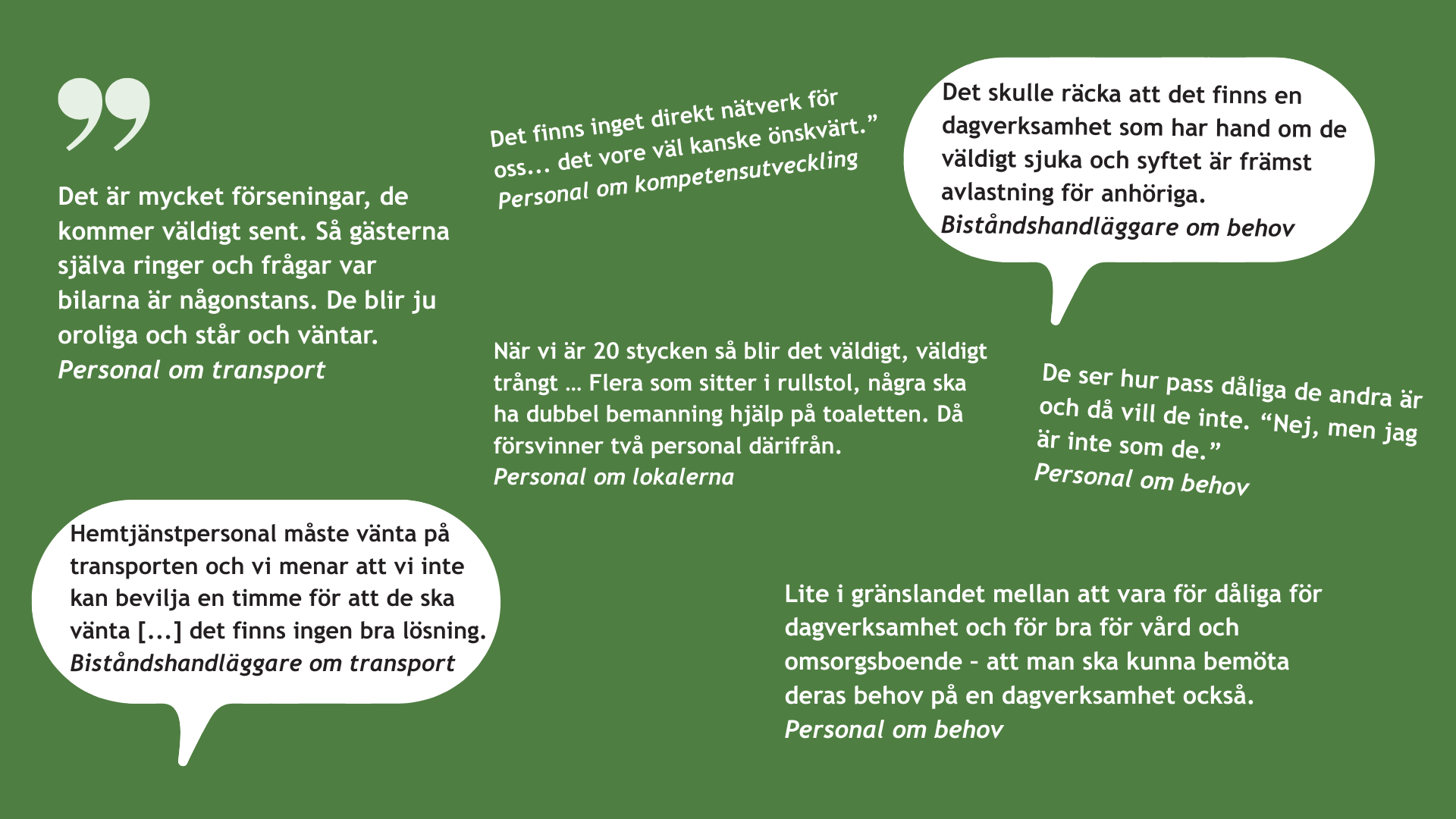 Citat från kartläggningen om dagverksamhet