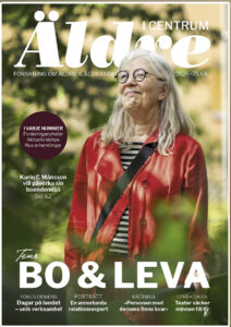 Omslag tidningen Äldre i centrum nr 4 2026 föreställer en kvinna med röd jacka.